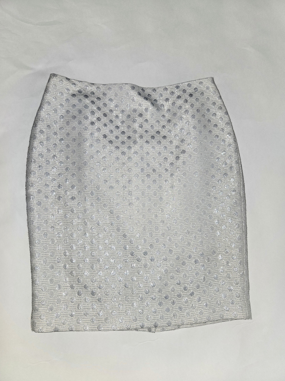 Ann Taylor White Textured Pencil Skirt with Silver Dot Pattern Womens Size 4P